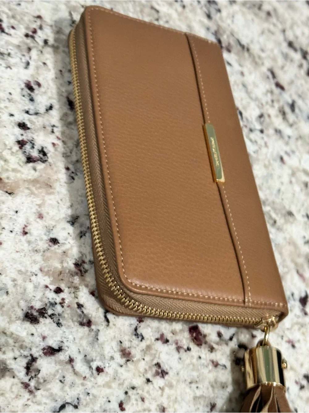 See By Chloé Vicky Brown Zip-Around textured Leather Wallet with Tassel. NWOT